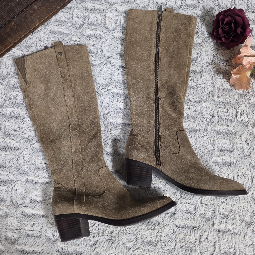 Marc Fisher Tan Knee High Boots Size 8 Suede Texture